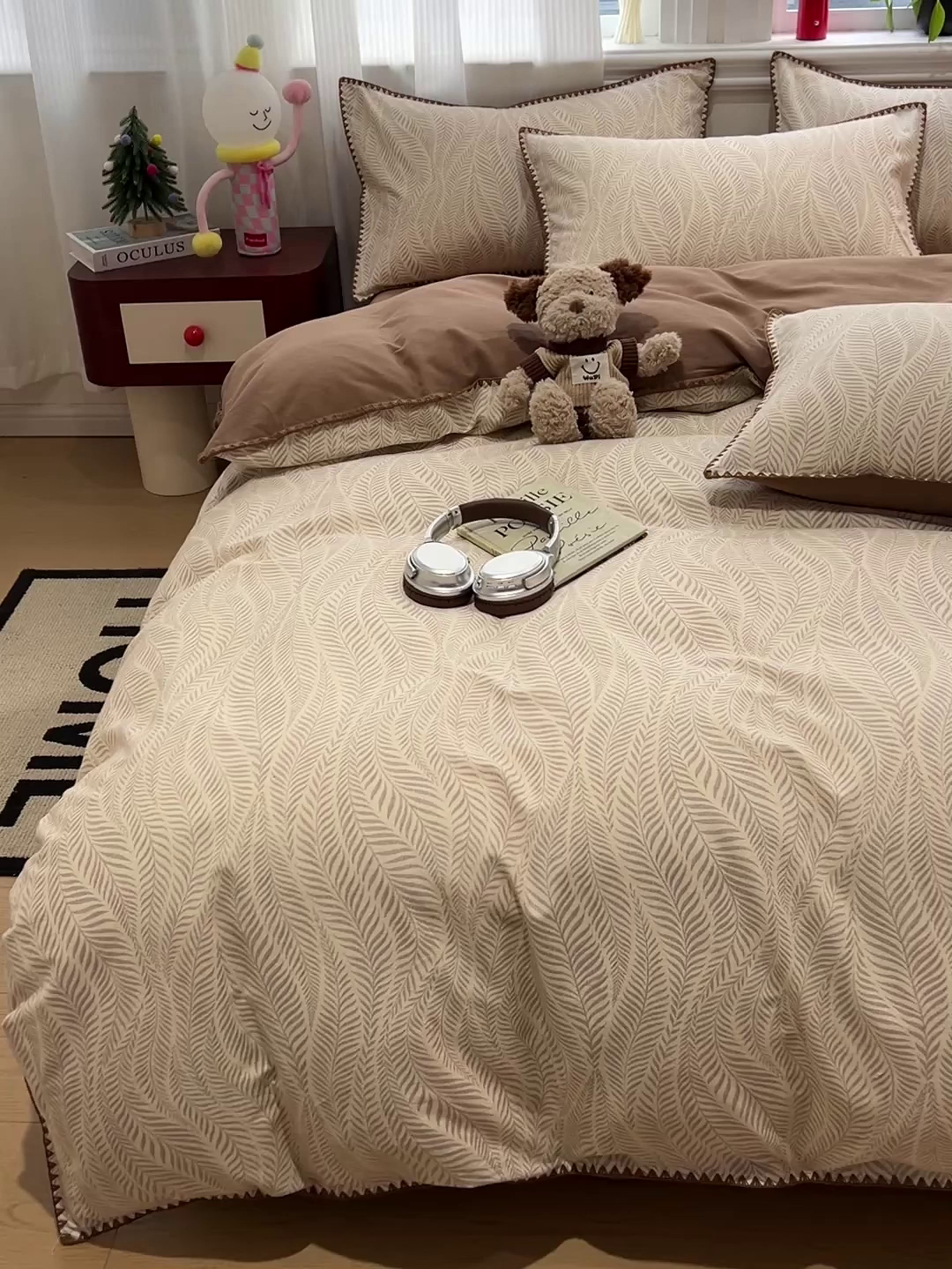 91家纺网 家纺一手货源 找家纺 棉生活家纺 2025新款简约北欧风全棉纯棉磨毛贝壳边四件套 追影