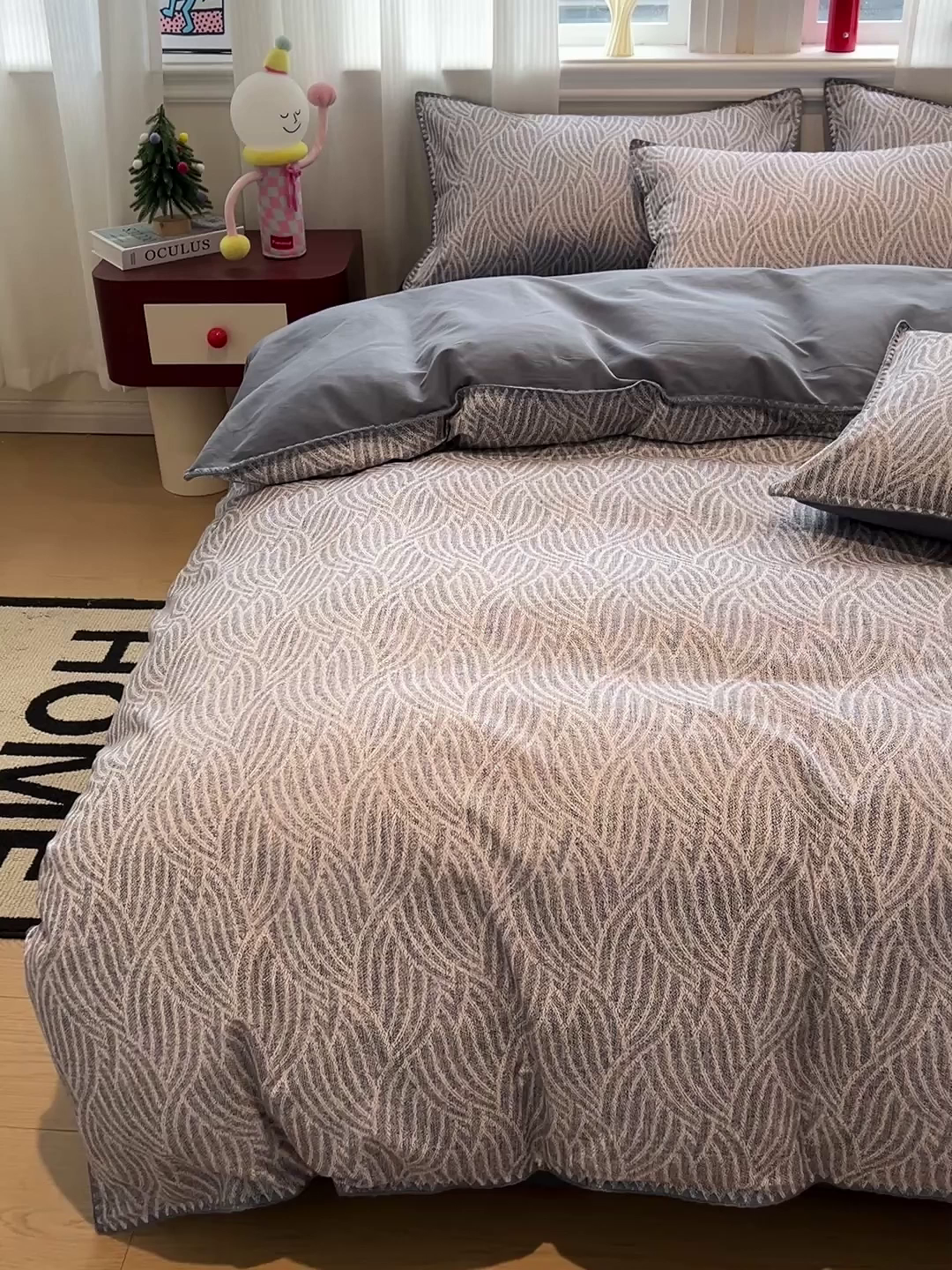 91家纺网 家纺一手货源 找家纺 棉生活家纺 2025新款简约北欧风全棉纯棉磨毛贝壳边四件套 流云