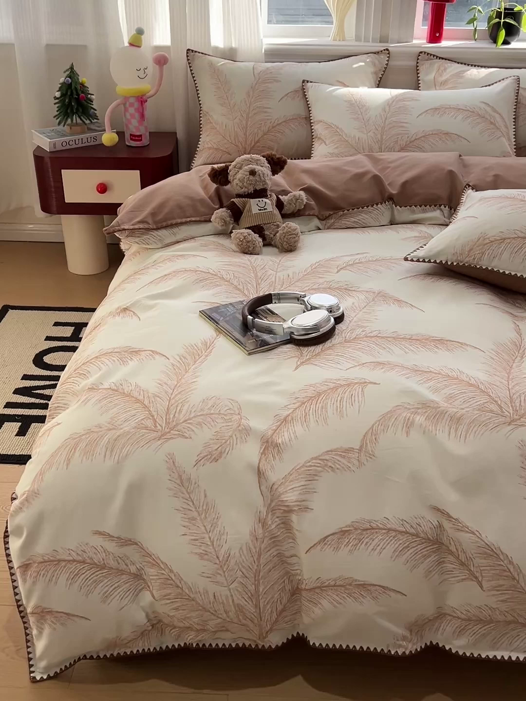 91家纺网 家纺一手货源 找家纺 棉生活家纺 2025新款简约北欧风全棉纯棉磨毛贝壳边四件套 绽放