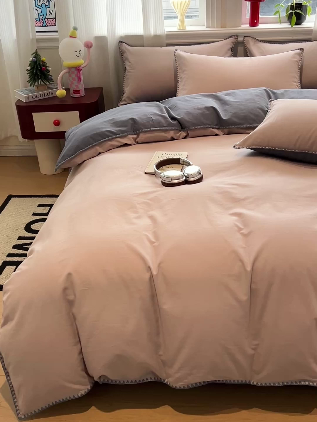 91家纺网 家纺一手货源 找家纺 棉生活家纺 2025新款简约北欧风全棉纯棉磨毛贝壳边四件套 蓝涧