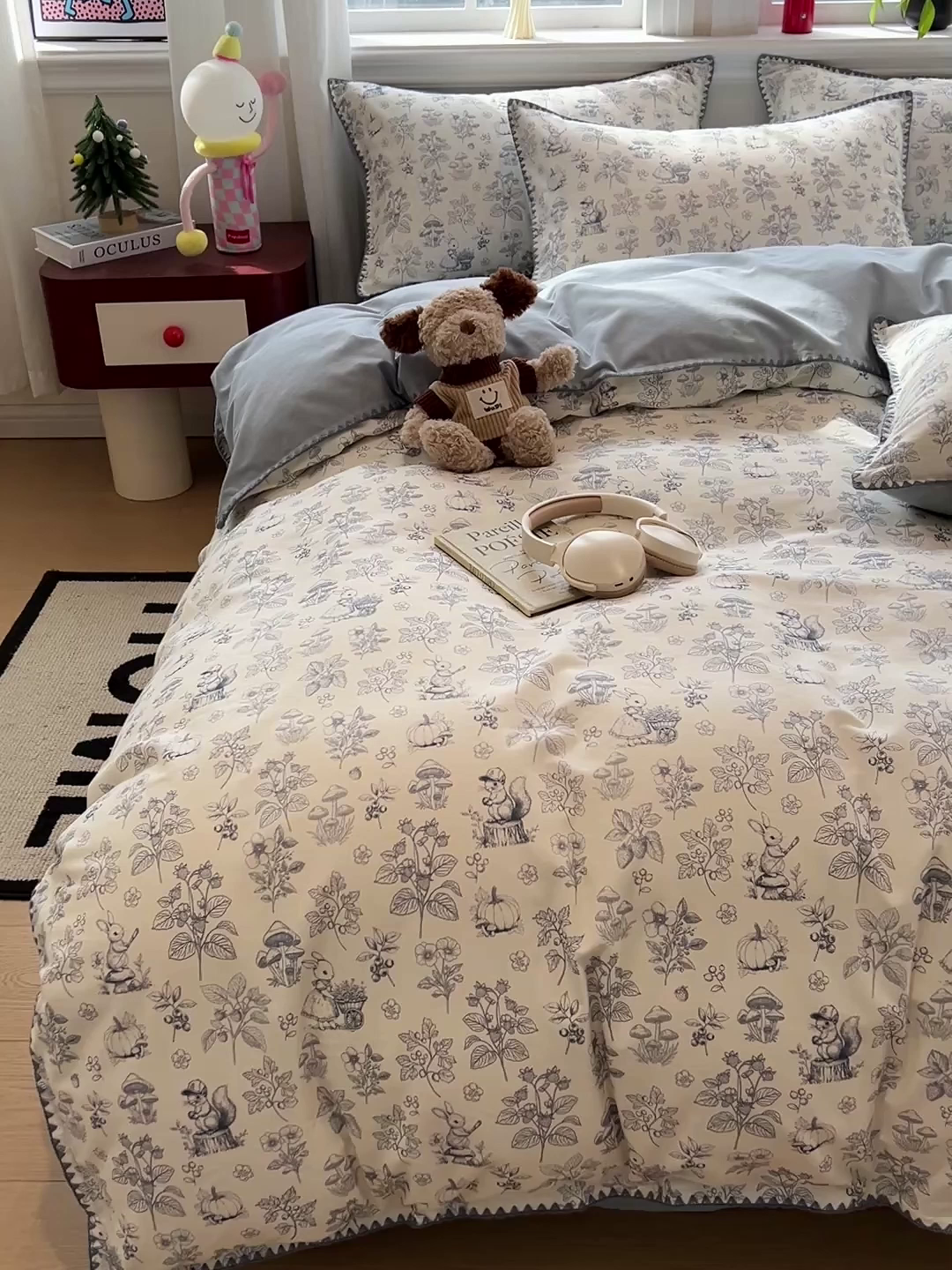 91家纺网 家纺一手货源 找家纺 棉生活家纺 2025新款简约北欧风全棉纯棉磨毛贝壳边四件套 漫野-兰