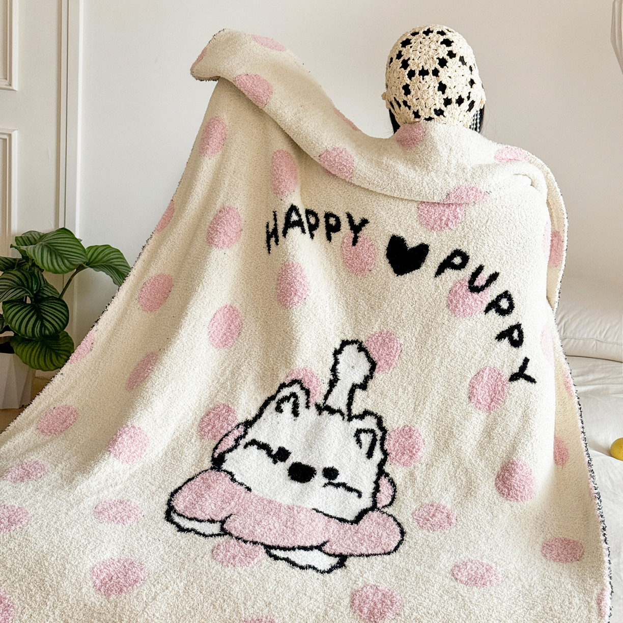 91家纺网 家纺一手货源 找家纺 （总）丹本家纺 2025新款设计师原创多功能针织半边绒毛毯午休毯盖毯加厚毯子