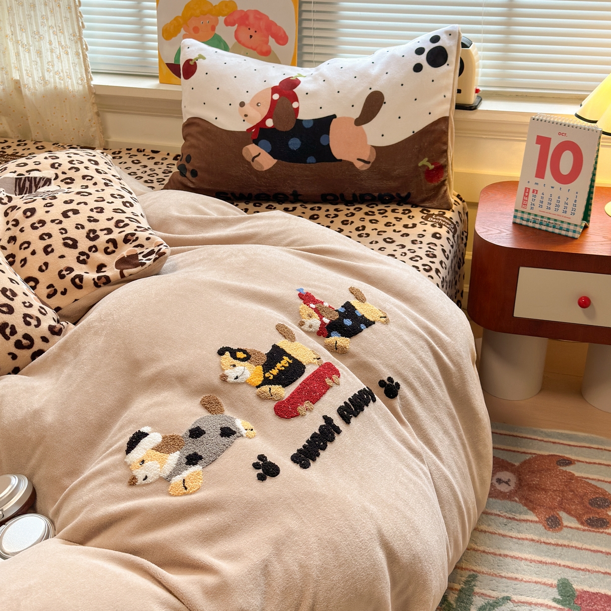 91家纺网 家纺一手货源 找家纺 （总）一霖家纺 2025新款小清新牛奶绒毛巾绣四件套-第二波