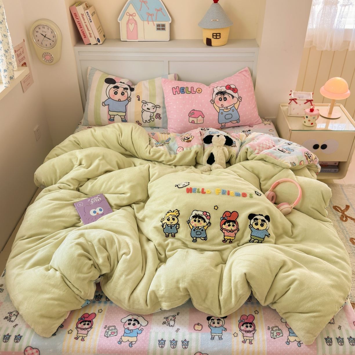 91家纺网 家纺一手货源 找家纺 一霖家纺 2025新款小清新牛奶绒毛巾绣四件套-第二波 小新派对绒