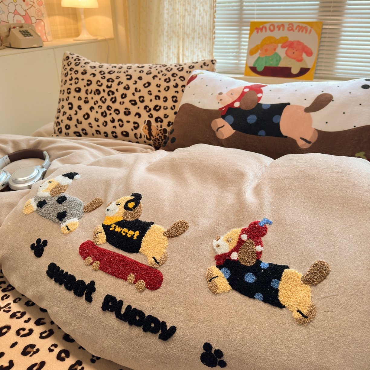 91家纺网 家纺一手货源 找家纺 （总）一霖家纺 2025新款小清新牛奶绒毛巾绣四件套-第二波