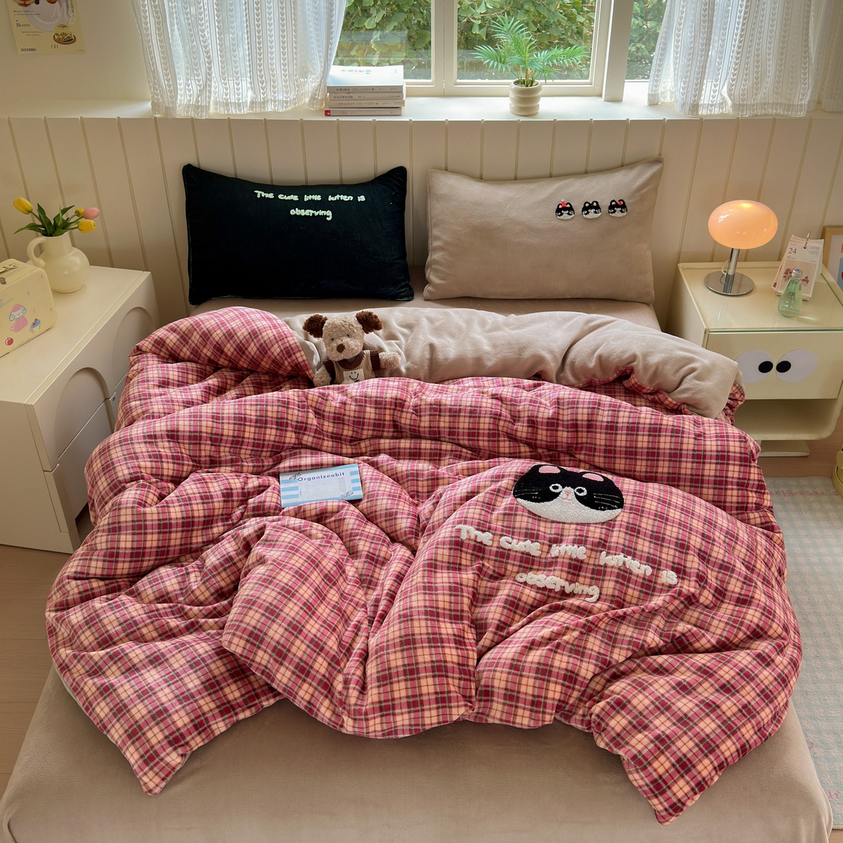 91家纺网 家纺一手货源 找家纺 一霖家纺 2025新款小清新牛奶绒毛巾绣四件套-第二波 大脸猫猫绒