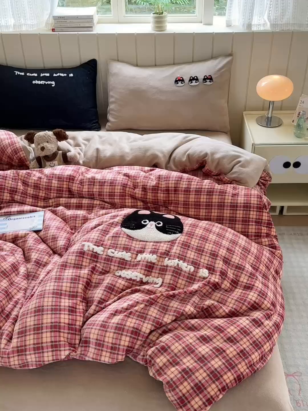 91家纺网 家纺一手货源 找家纺 一霖家纺 2025新款小清新牛奶绒毛巾绣四件套-第二波 大脸猫猫绒