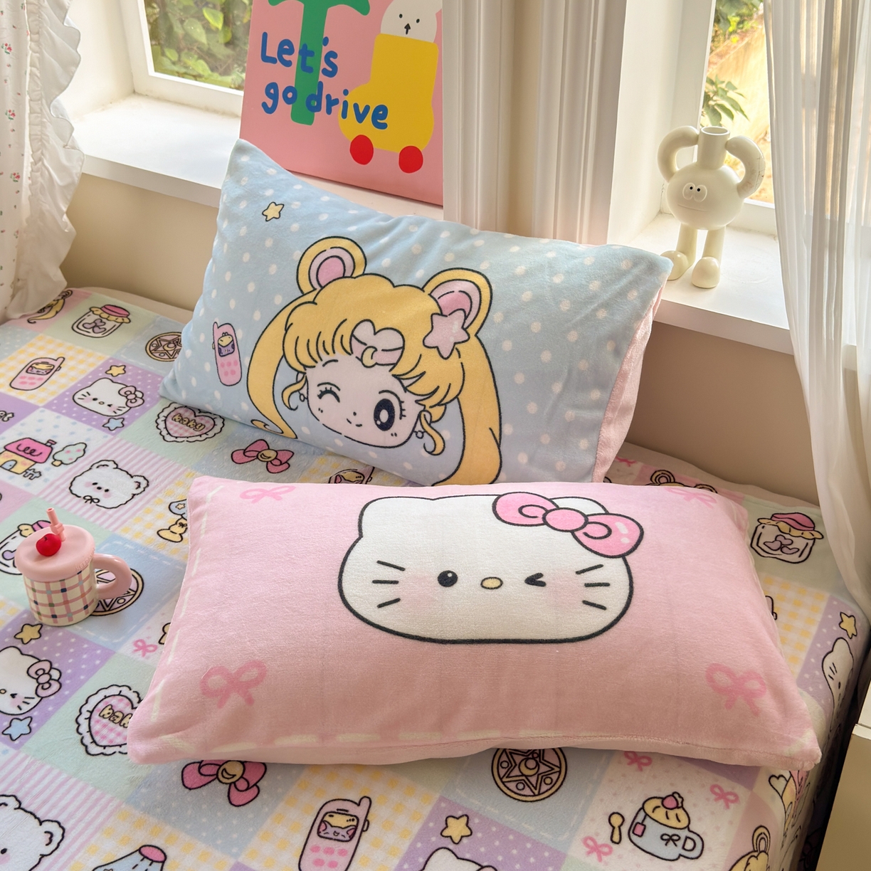 91家纺网 家纺一手货源 找家纺 乐童家纺 2025新款小清新牛奶绒毛巾绣四件套-第二波 美少女战士粉绒