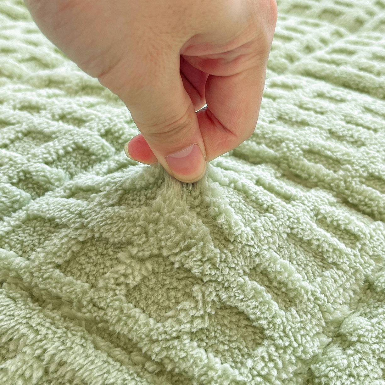 91家纺网 家纺一手货源 找家纺 予梦家纺 2025新款加厚塔芙绒床垫床褥床护垫（带卖点图和买家秀） 华夫格 果绿