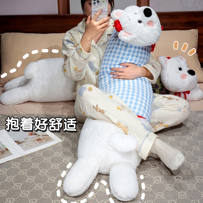 91家纺网 家纺一手货源 找家纺 仟亿莱 2025新款萌萌西高地长条睡觉抱枕 组合图仅供展示不可下单