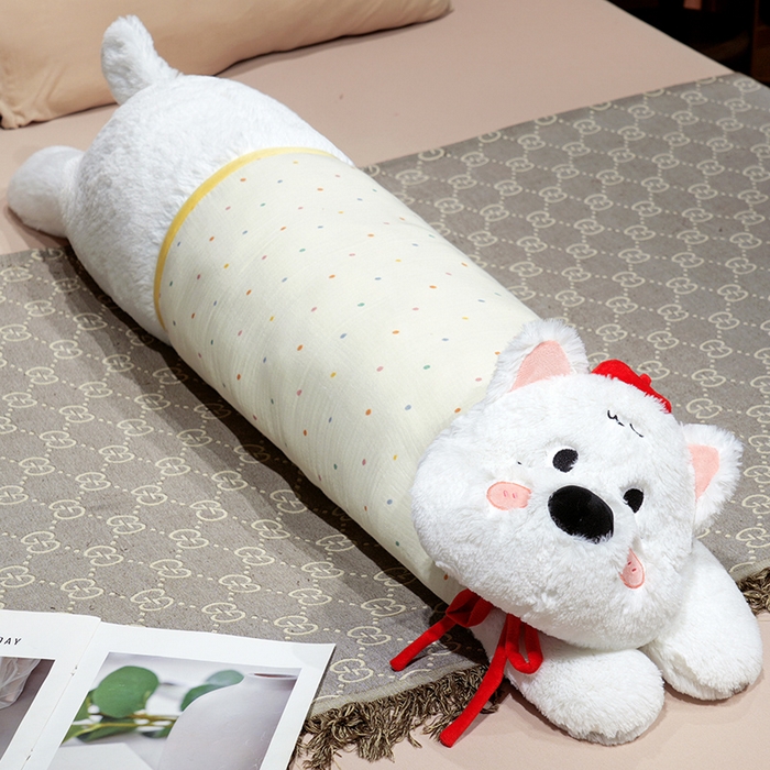 仟亿莱 2025新款萌萌西高地长条睡觉抱枕 波点萌萌西高地