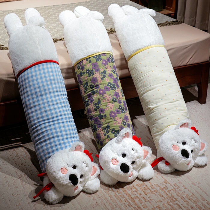 91家纺网 家纺一手货源 找家纺 仟亿莱 2025新款萌萌西高地长条睡觉抱枕 组合图仅供展示不可下单