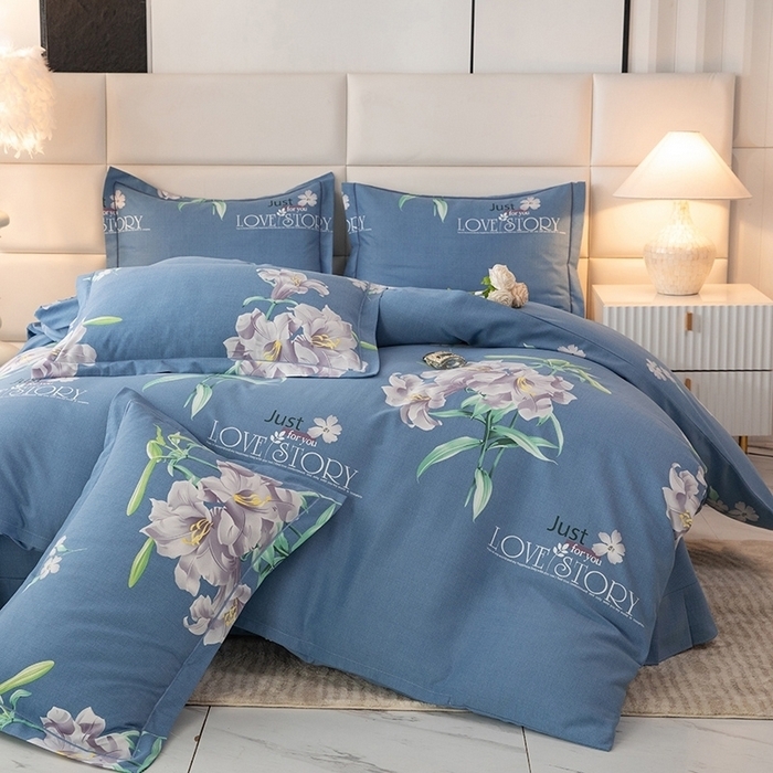 91家纺网 家纺一手货源 找家纺 （总）幸嘉轩 2025新款全棉喷气加厚磨毛印花小清新四件套