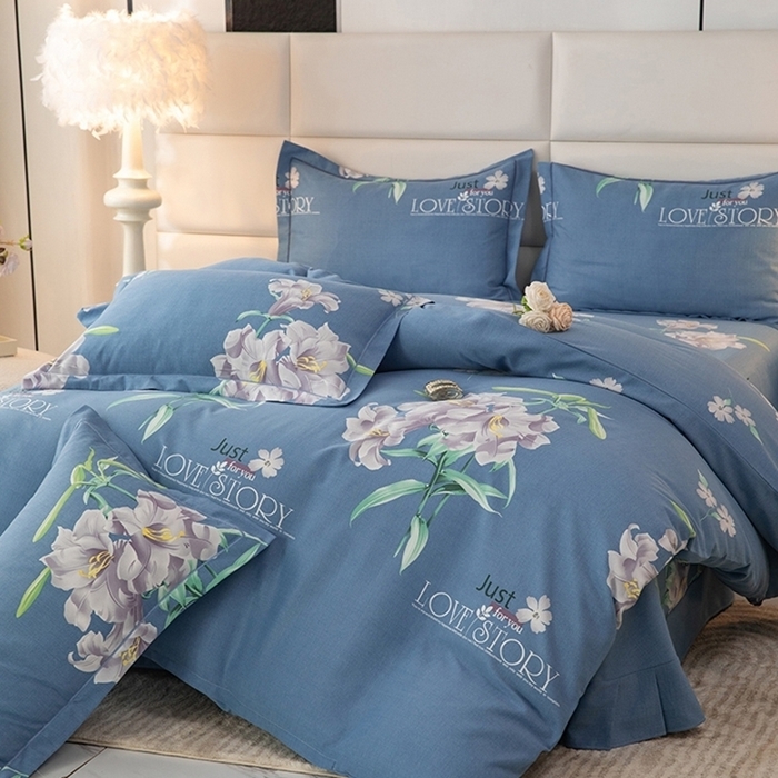 91家纺网 家纺一手货源 找家纺 （总）幸嘉轩 2025新款全棉喷气加厚磨毛印花小清新四件套