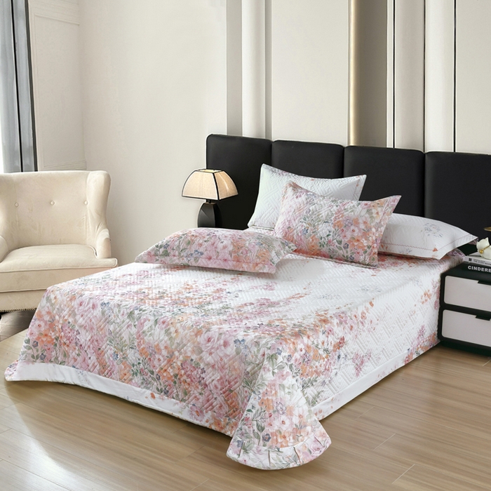 91家纺网 家纺一手货源 找家纺 OL家纺 2025新款13376全棉印花床盖四件套 落木静-红