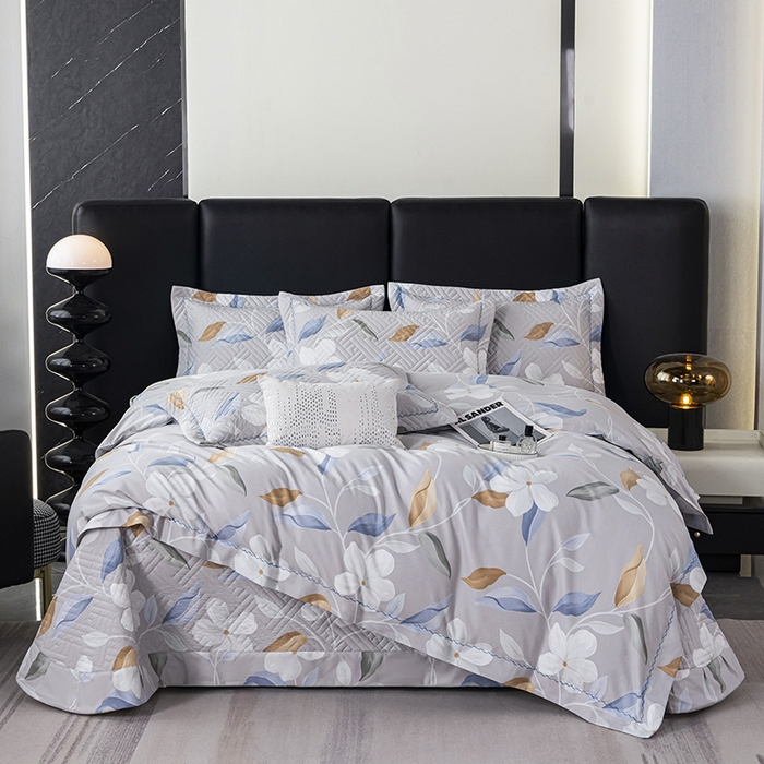 OL家纺 2025新款13376全棉印花床盖四件套 丽斐