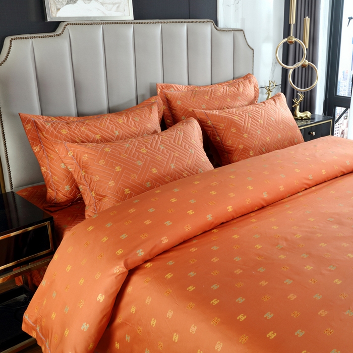 91家纺网 家纺一手货源 找家纺 OL家纺 2025新款13376全棉印花床盖四件套 欧风丽影-橙黄
