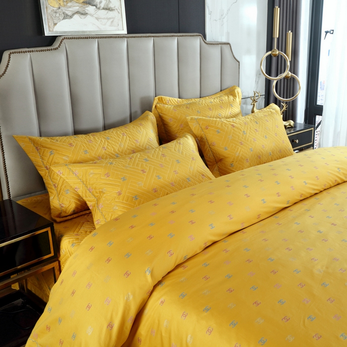 91家纺网 家纺一手货源 找家纺 OL家纺 2025新款13376全棉印花床盖四件套 欧风丽影-黄