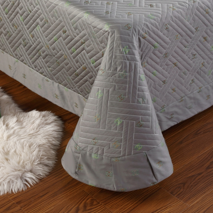 91家纺网 家纺一手货源 找家纺 OL家纺 2025新款13376全棉印花床盖四件套 欧风丽影-灰