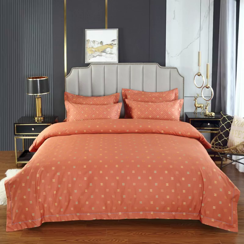 91家纺网 家纺一手货源 找家纺 OL家纺 2025新款13376全棉印花床盖四件套 欧风丽影-橙黄