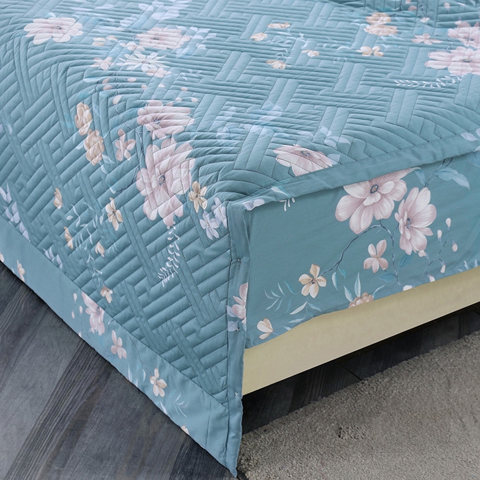 91家纺网 家纺一手货源 找家纺 OL家纺 2025新款13376全棉印花床盖四件套 春晓-兰