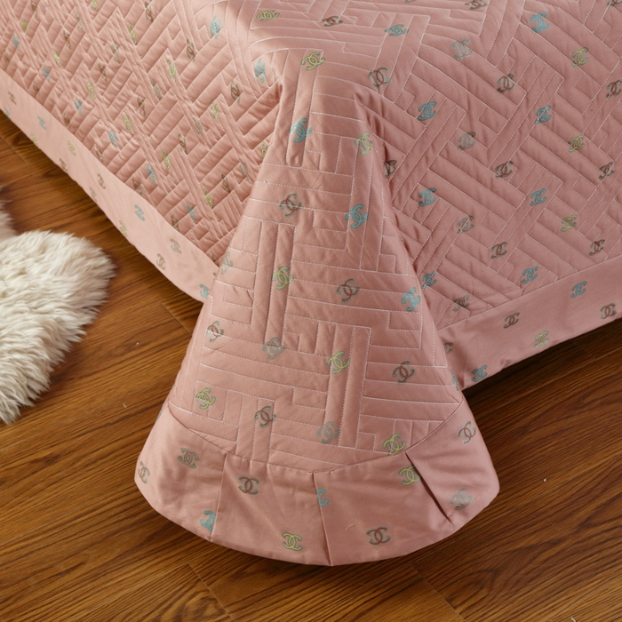 91家纺网 家纺一手货源 找家纺 OL家纺 2025新款13376全棉印花床盖四件套 欧风丽影-豆沙