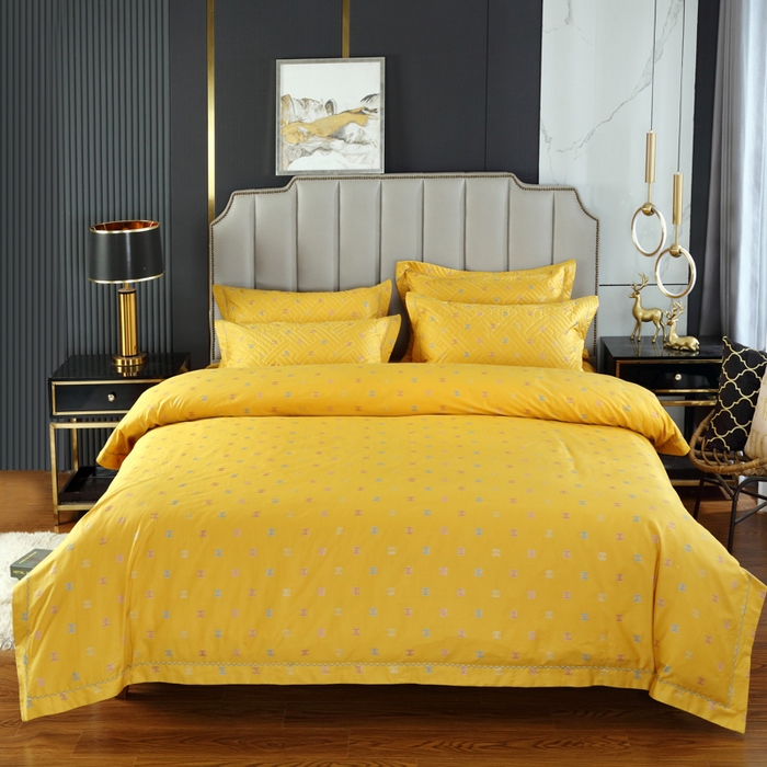 OL家纺 2025新款13376全棉印花床盖四件套 欧风丽影-黄