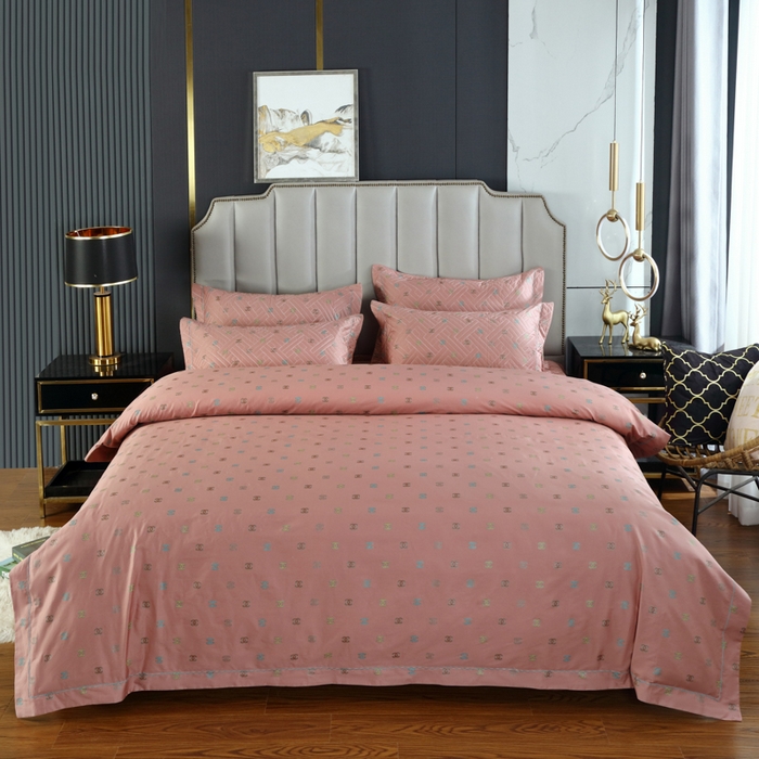 OL家纺 2025新款13376全棉印花床盖四件套 欧风丽影-豆沙