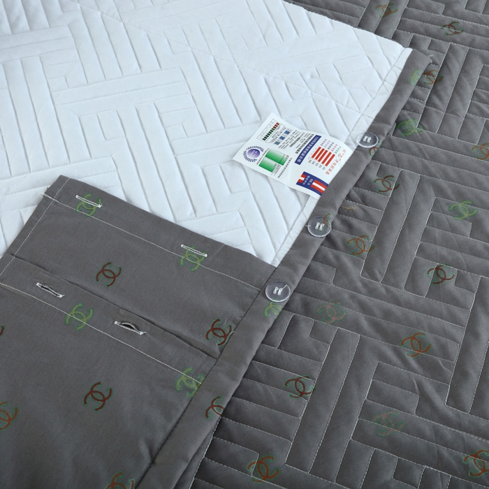 91家纺网 家纺一手货源 找家纺 OL家纺 2025新款13376全棉印花床盖四件套 欧风丽影-灰