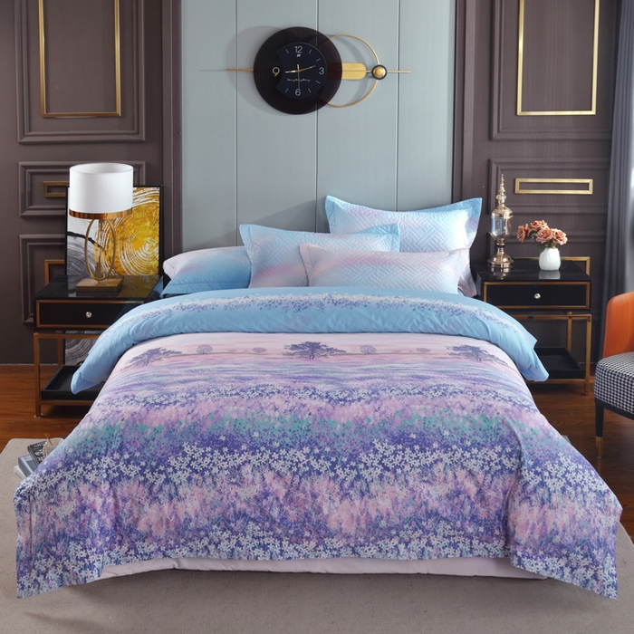 OL家纺 2025新款13376全棉印花床盖四件套 普罗旺斯