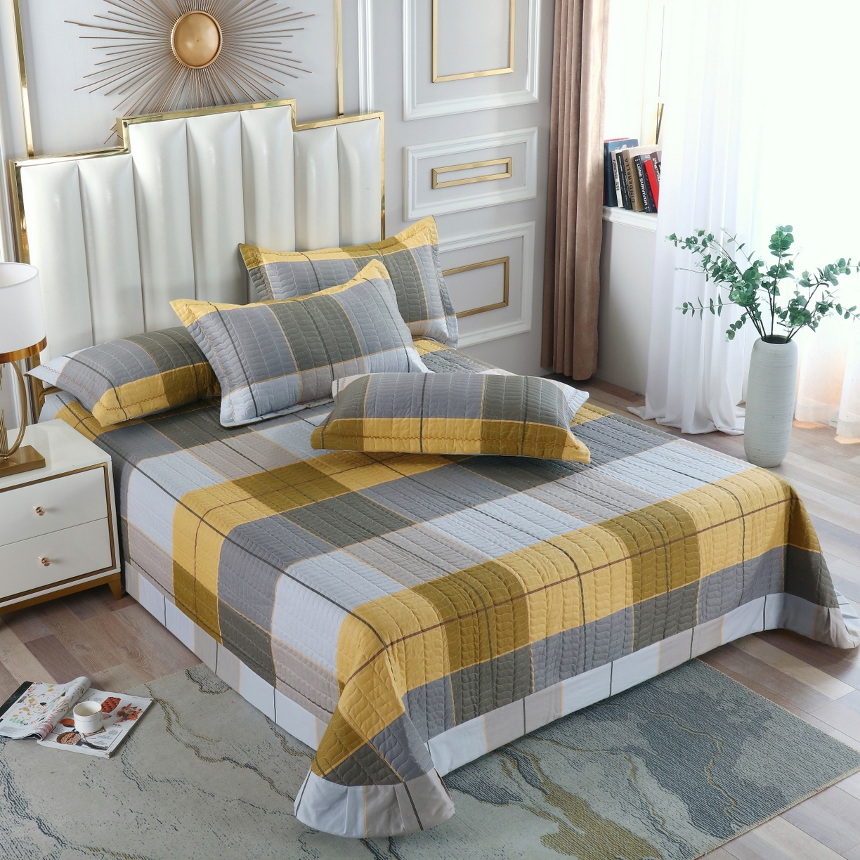 91家纺网 家纺一手货源 找家纺 OL家纺 2025新款13376全棉印花床盖四件套 时光映画