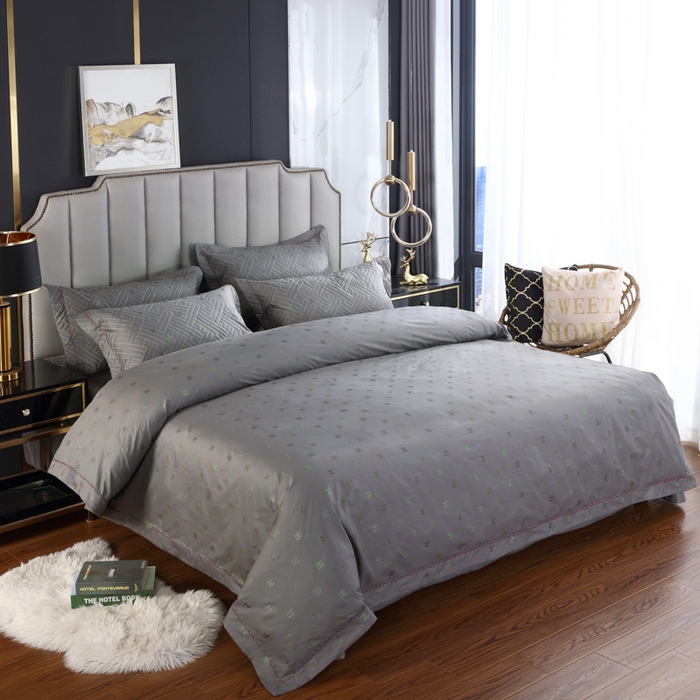 91家纺网 家纺一手货源 找家纺 OL家纺 2025新款13376全棉印花床盖四件套 欧风丽影-灰