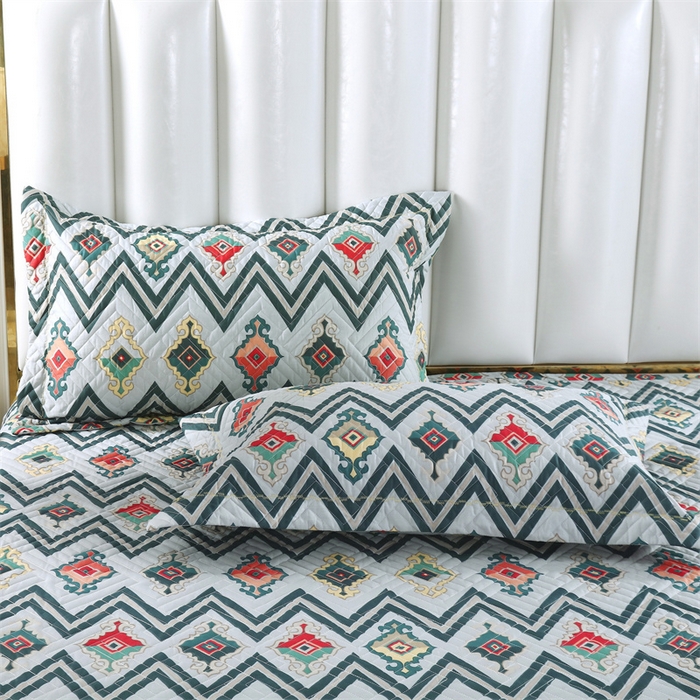 91家纺网 家纺一手货源 找家纺 OL家纺 2025新款13376全棉印花床盖四件套 波西米亚