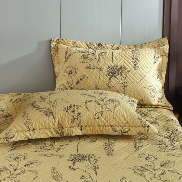 91家纺网 家纺一手货源 找家纺 OL家纺 2025新款13376全棉印花床盖四件套 本草纲目-黄