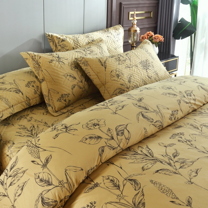 91家纺网 家纺一手货源 找家纺 OL家纺 2025新款13376全棉印花床盖四件套 本草纲目-黄