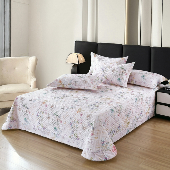 91家纺网 家纺一手货源 找家纺 OL家纺 2025新款13376全棉印花床盖四件套 蝶影香浓