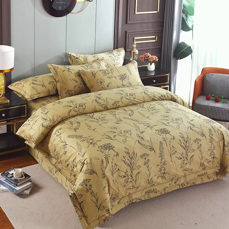 91家纺网 家纺一手货源 找家纺 OL家纺 2025新款13376全棉印花床盖四件套 本草纲目-黄