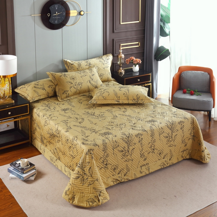 91家纺网 家纺一手货源 找家纺 OL家纺 2025新款13376全棉印花床盖四件套 本草纲目-黄