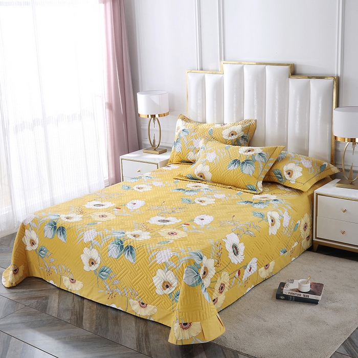 91家纺网 家纺一手货源 找家纺 OL家纺 2025新款13376全棉印花床盖四件套 麦田印画