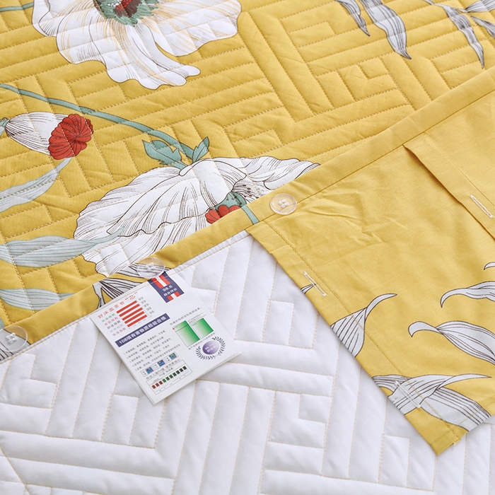 91家纺网 家纺一手货源 找家纺 OL家纺 2025新款13376全棉印花床盖四件套 麦田印画