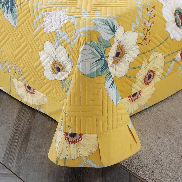 91家纺网 家纺一手货源 找家纺 OL家纺 2025新款13376全棉印花床盖四件套 麦田印画