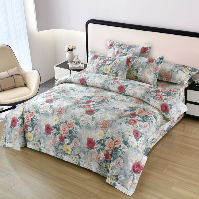 91家纺网 家纺一手货源 找家纺 OL家纺 2025新款13376全棉印花床盖四件套 莫奈