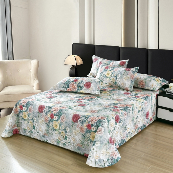 91家纺网 家纺一手货源 找家纺 OL家纺 2025新款13376全棉印花床盖四件套 莫奈