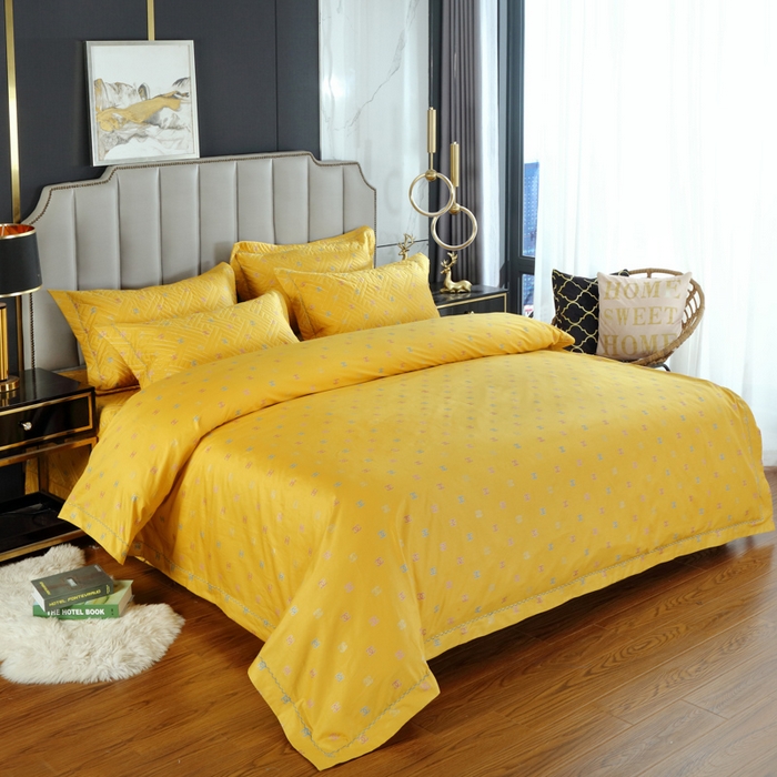 91家纺网 家纺一手货源 找家纺 OL家纺 2025新款13376全棉印花床盖三件套 欧风丽影-黄