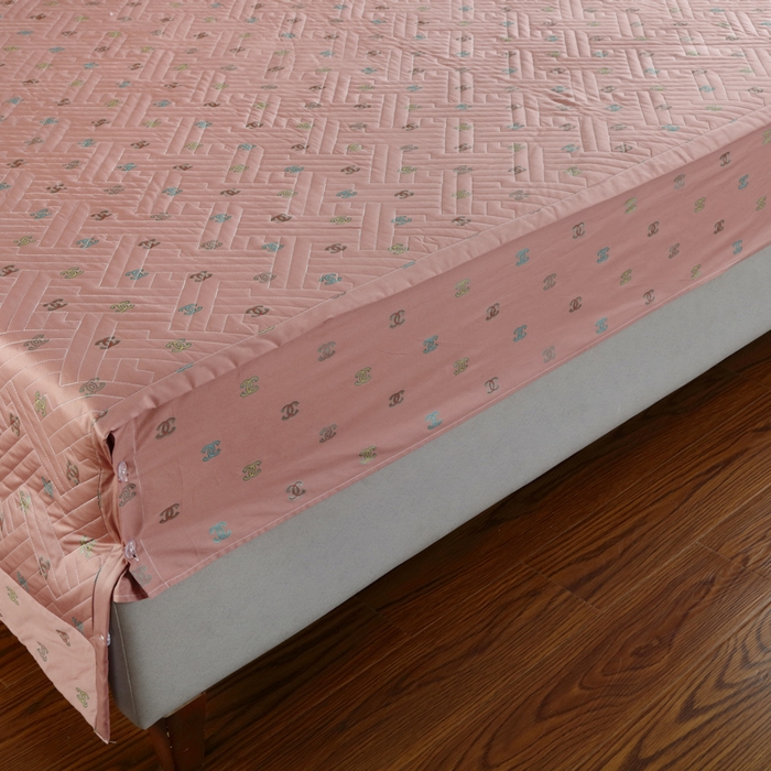 91家纺网 家纺一手货源 找家纺 OL家纺 2025新款13376全棉印花床盖三件套 欧风丽影-豆沙