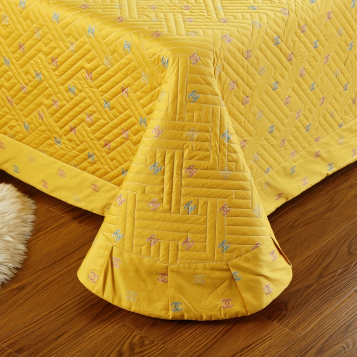 91家纺网 家纺一手货源 找家纺 OL家纺 2025新款13376全棉印花床盖三件套 欧风丽影-黄