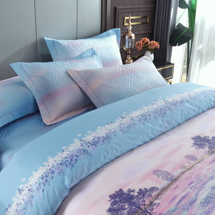 91家纺网 家纺一手货源 找家纺 OL家纺 2025新款13376全棉印花床盖三件套 普罗旺斯