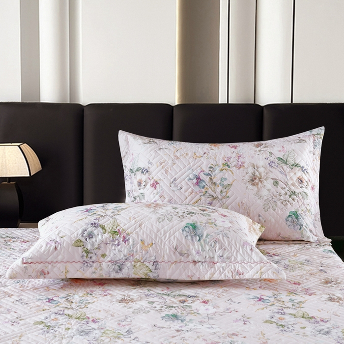 91家纺网 家纺一手货源 找家纺 OL家纺 2025新款13376全棉印花床盖三件套 蝶影香浓