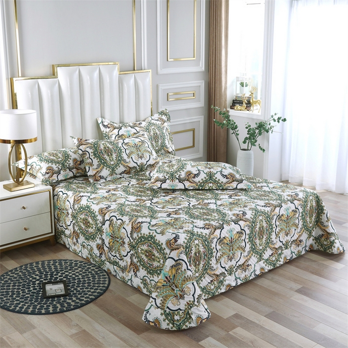 91家纺网 家纺一手货源 找家纺 （总）OL家纺 2025新款13376全棉印花床盖三件套