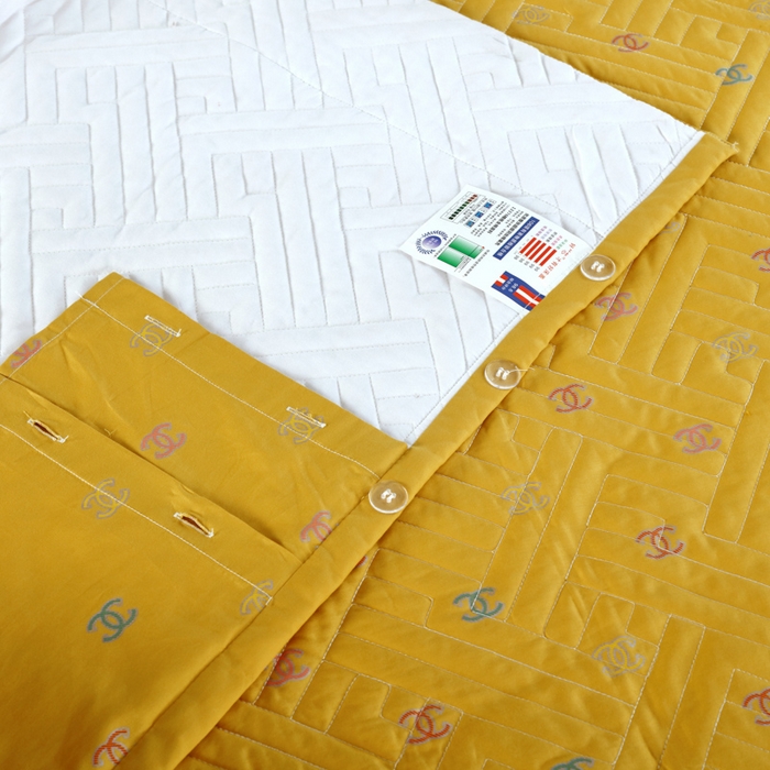 91家纺网 家纺一手货源 找家纺 OL家纺 2025新款13376全棉印花床盖三件套 欧风丽影-黄
